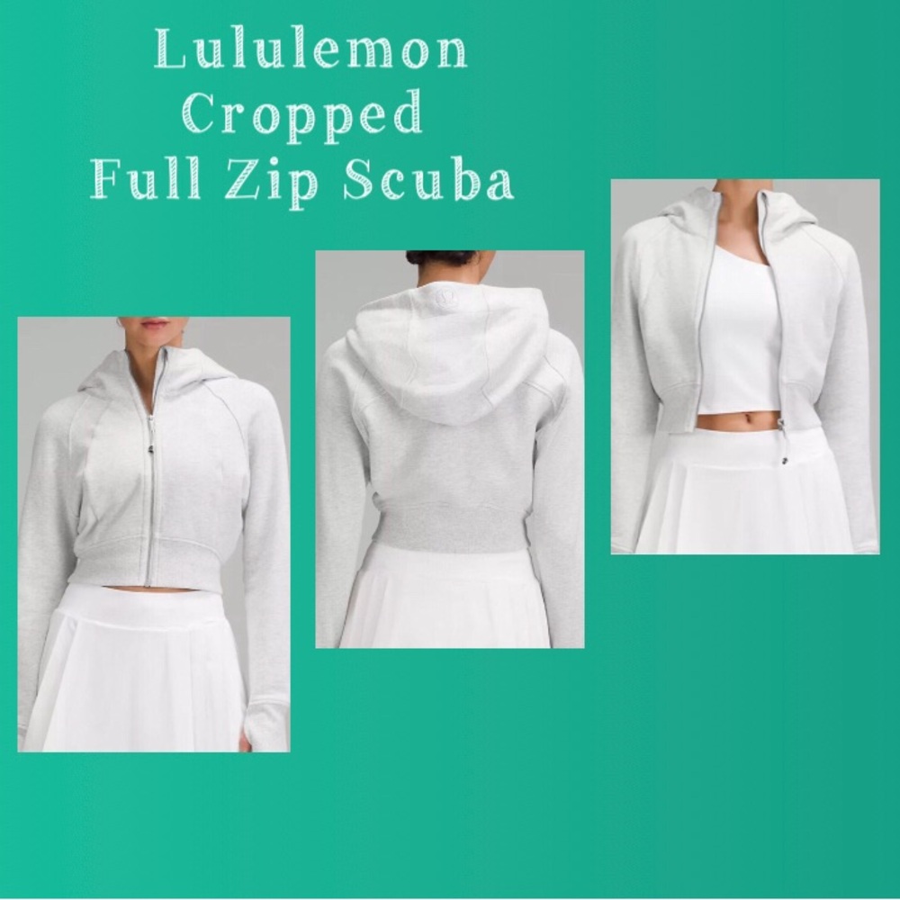 lululemon Cropped Full-Zip Scuba Hoodie Crop 6 gray small